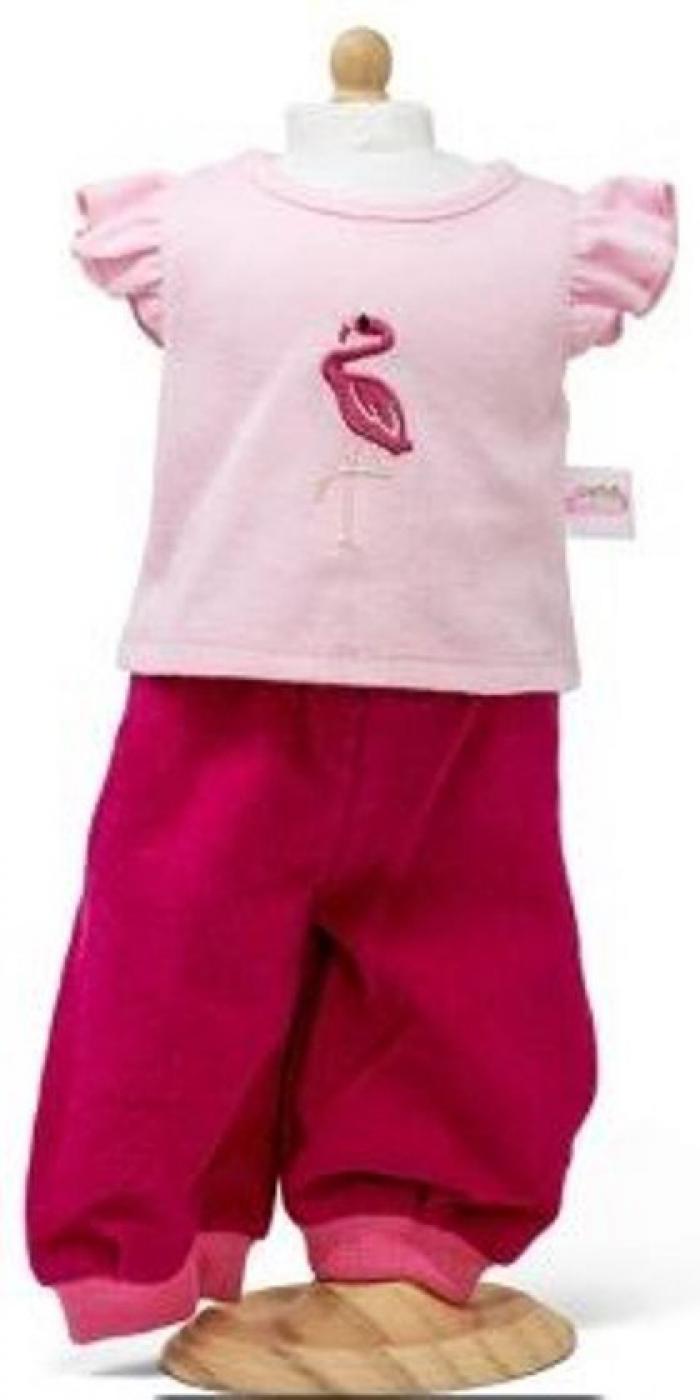 Corduroy broek met roze t-shirt voor poppen van 42-46 cm